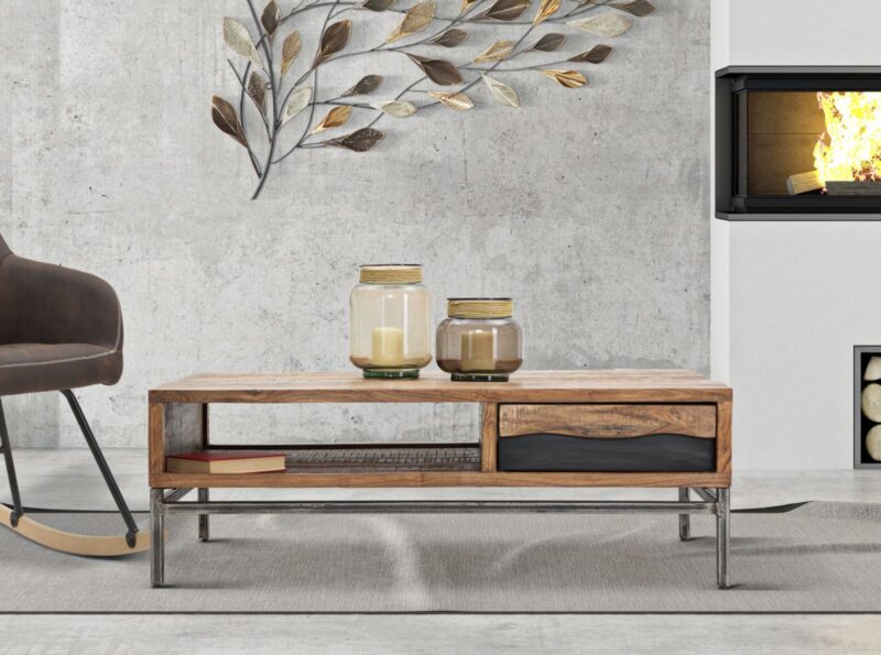 Стіл кавовий Mauro Ferretti Yellowstone cm 118X70X40 (Legno di acacia nilotica)