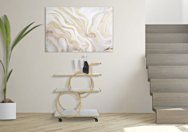 Столик на колесах MAURO FERRETTI MARBLE GLASS CM 64X46X79