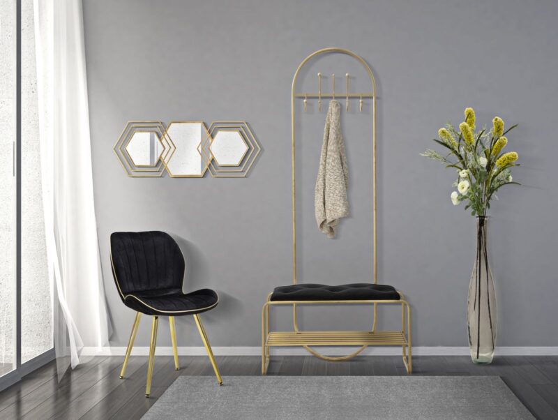 Стілець MAURO FERRETTI PARIS SPACE NERA /GOLD SET 2 PZ CM 46X58X77