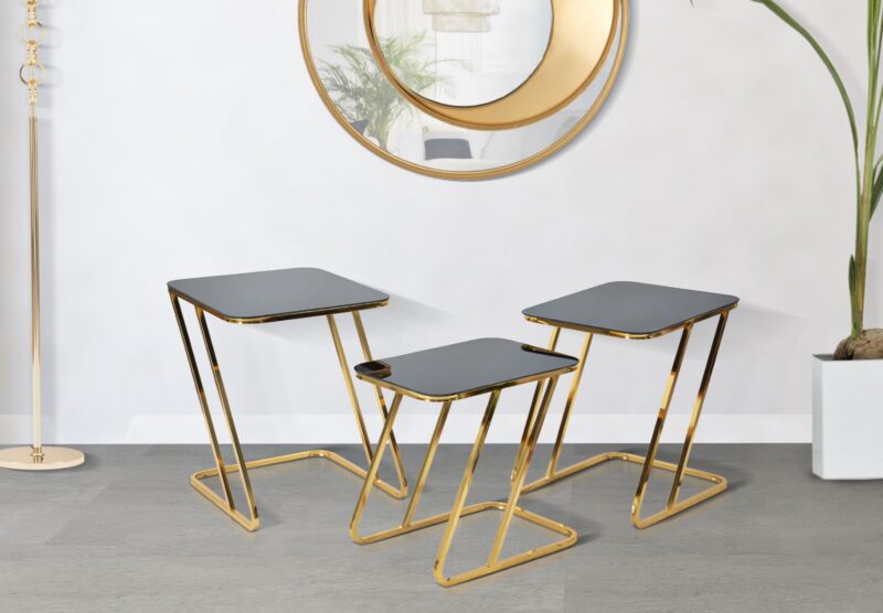 Столики кавові комплект MAURO FERRETTI SIMPLE SET 3PZ CM 44X50,5X55,5-39X49X51-34X47X45
