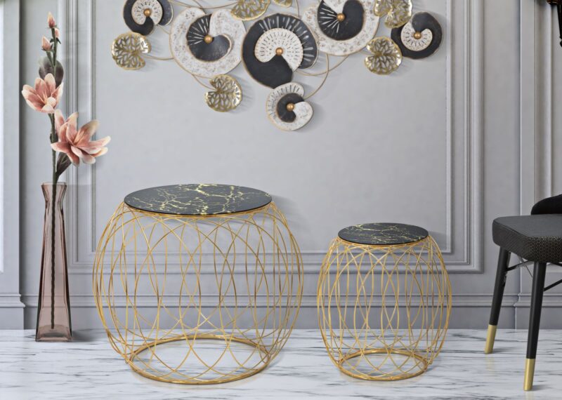Столики кавові комплект MAURO FERRETTI BALL COPPIA CM Ø 68X56-43X45