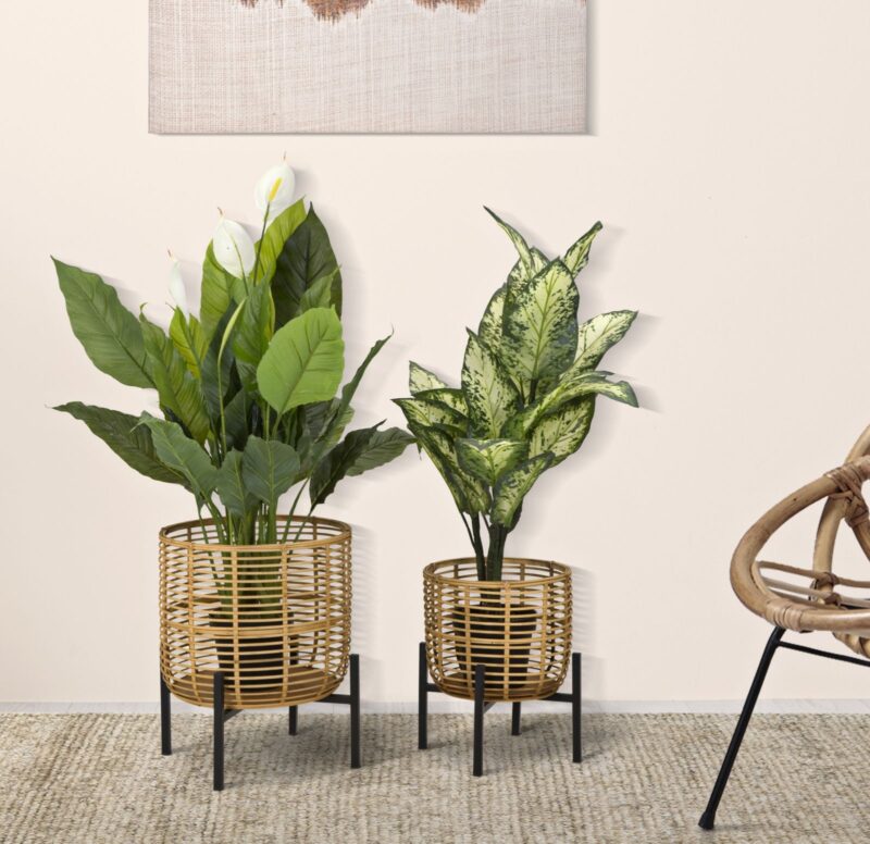 Ваза mauro ferretti rattan coppia cm Ø 41x47-33x39