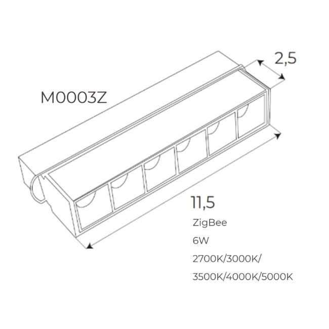 Лінійний світильник Maxlight типу "dot" для магнітного шинопроводу 6W 2700К-5000К 24° ZigBee M0003Z