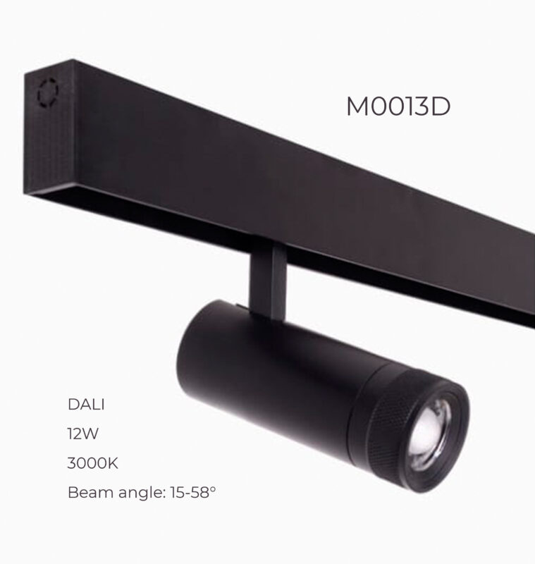 Прожектор поворотний Maxlight для магнітного шинопроводу 12W 15°-58° 3000K DALI M0013D