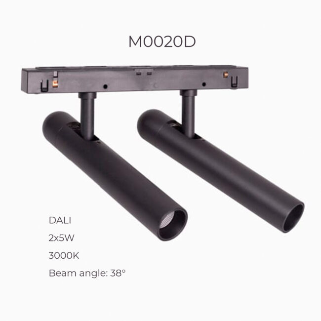 Подвійний прожектор Maxlight для магнітного шинопроводу 2х5W 3000K 38° DALI M0020D