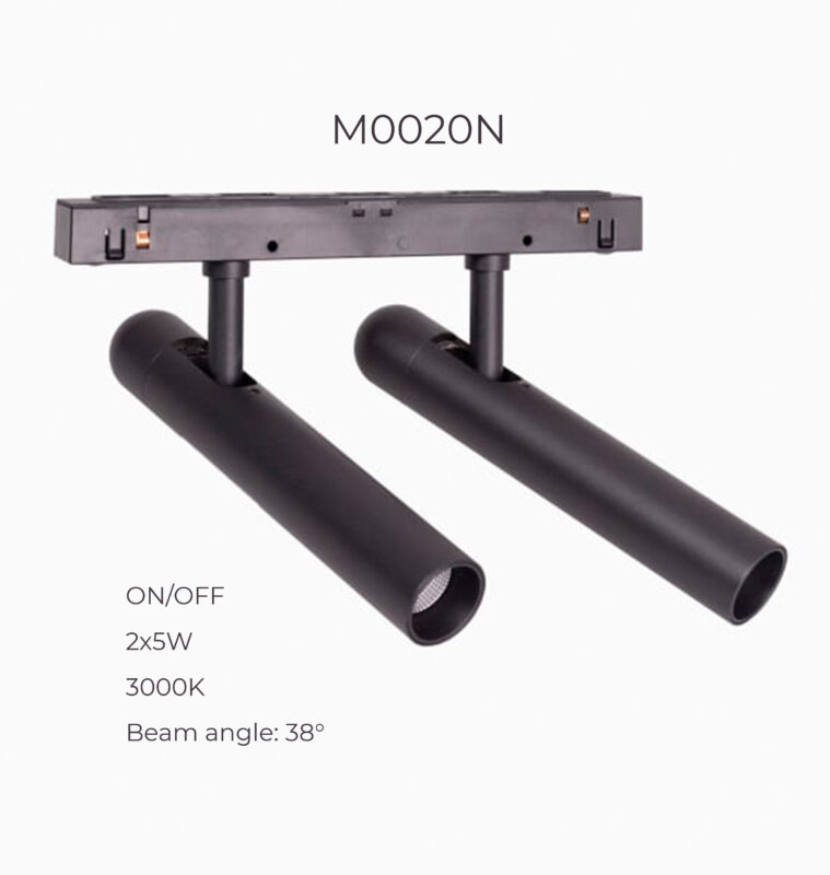 Подвійний прожектор Maxlight для магнітного шинопроводу 2х5W 3000K 38° ON/OFF M0020N