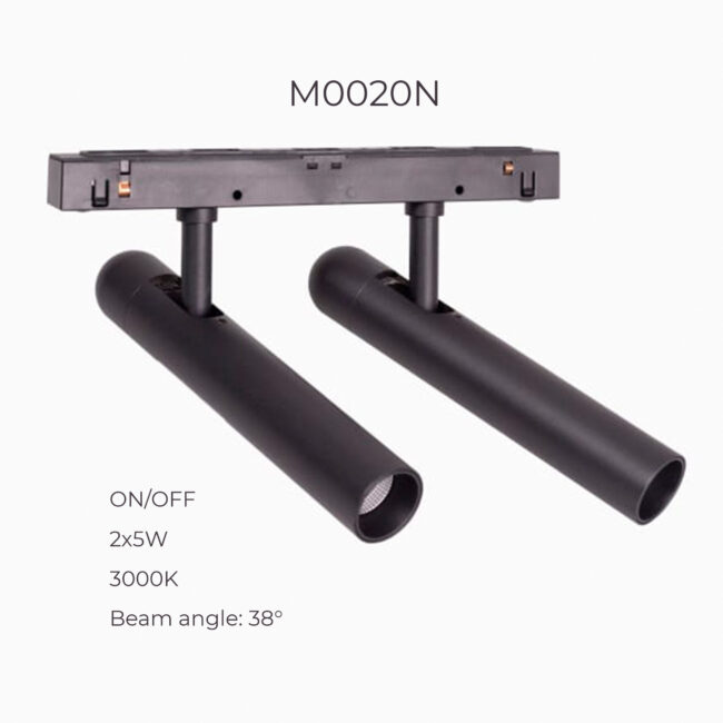 Подвійний прожектор Maxlight для магнітного шинопроводу 2х5W 3000K 38° ON/OFF M0020N