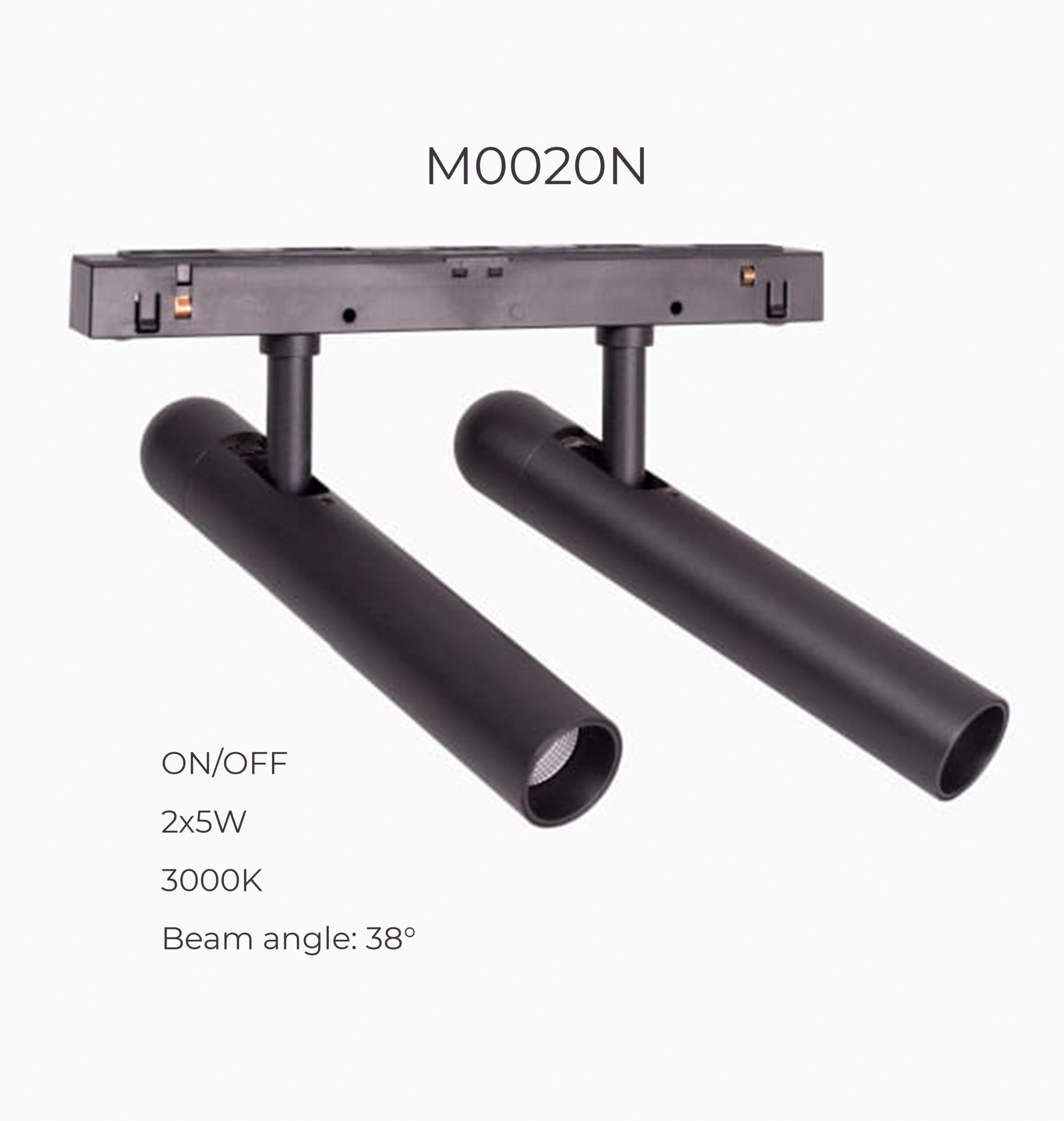 Подвійний прожектор Maxlight для магнітного шинопроводу 2х5W 3000K 38° ON/OFF M0020N